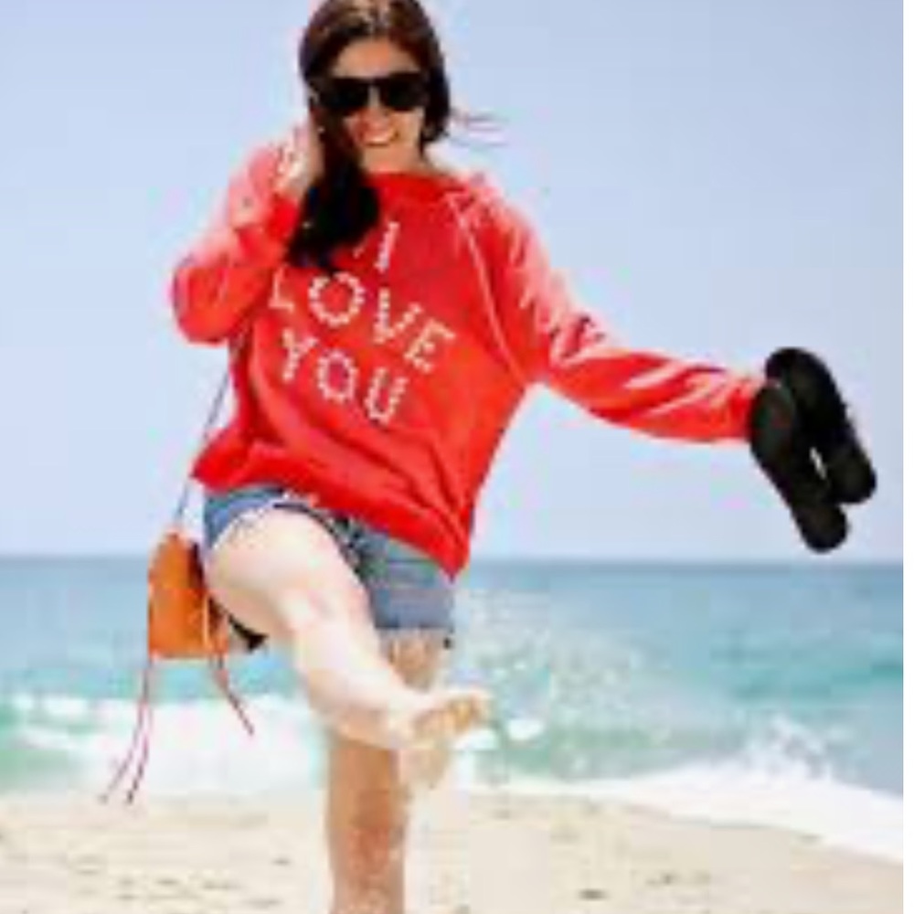 Wildfox coral “I love you” top